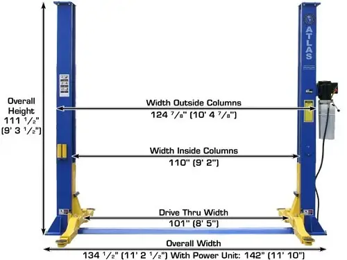 ATLAS 9KBP Baseplate 9,000 lbs. Capacity 2 Post Lift