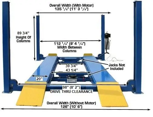 ATLAS 412 12,000 lb Commercial 4-Post Lift