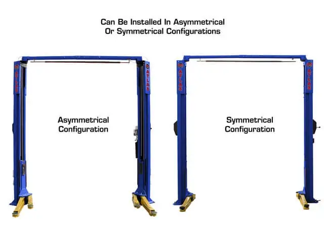 ATLAS Platinum PVL-10 ALI Certified 10,000 Lbs. Symmetric/Asymmetric Adjustable Height 2 Post Overhead Car Lift