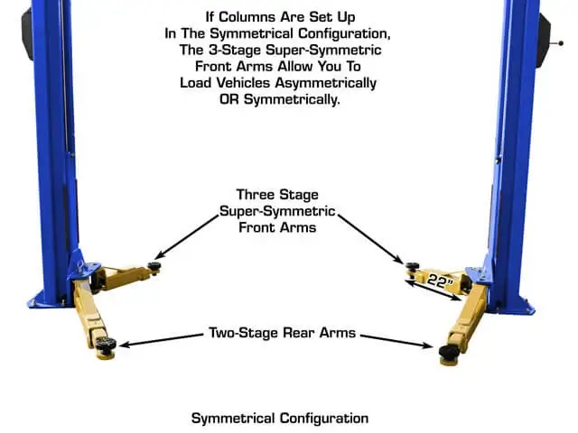 ATLAS Platinum PVL-10 ALI Certified 10,000 Lbs. Symmetric/Asymmetric Adjustable Height 2 Post Overhead Car Lift