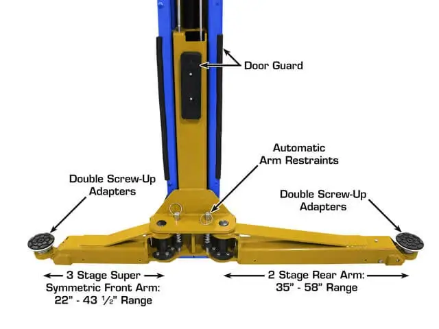 ATLAS Platinum PVL-10 ALI Certified 10,000 Lbs. Symmetric/Asymmetric Adjustable Height 2 Post Overhead Car Lift