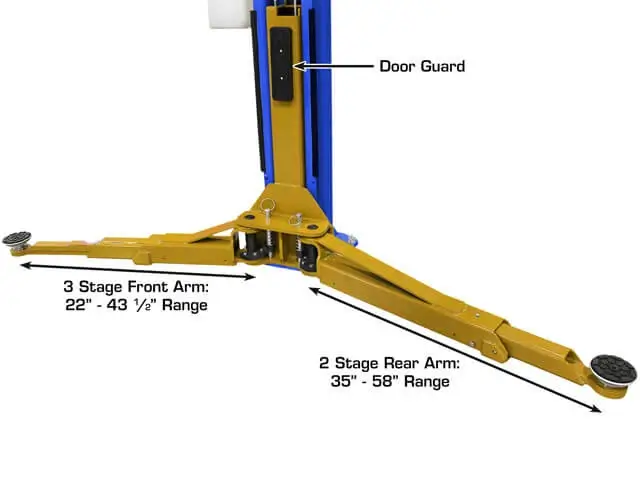 ATLAS Platinum PVL-10 ALI Certified 10,000 Lbs. Symmetric/Asymmetric Adjustable Height 2 Post Overhead Car Lift