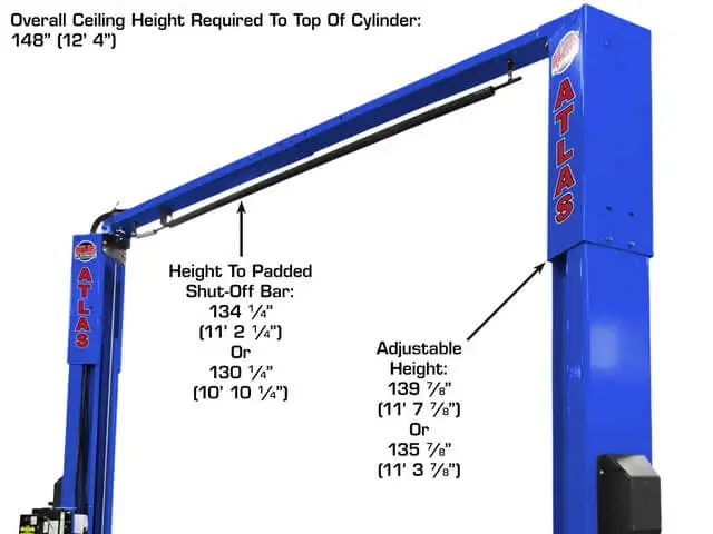 ATLAS Platinum PVL-10 ALI Certified 10,000 Lbs. Symmetric/Asymmetric Adjustable Height 2 Post Overhead Car Lift