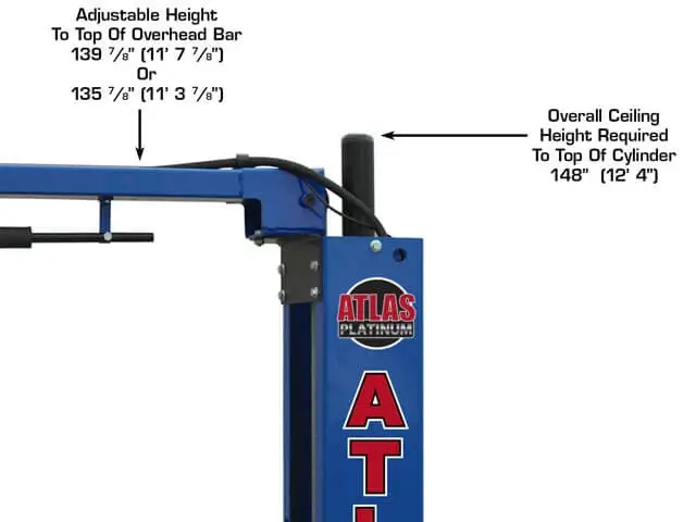 ATLAS Platinum PVL-10 ALI Certified 10,000 Lbs. Symmetric/Asymmetric Adjustable Height 2 Post Overhead Car Lift