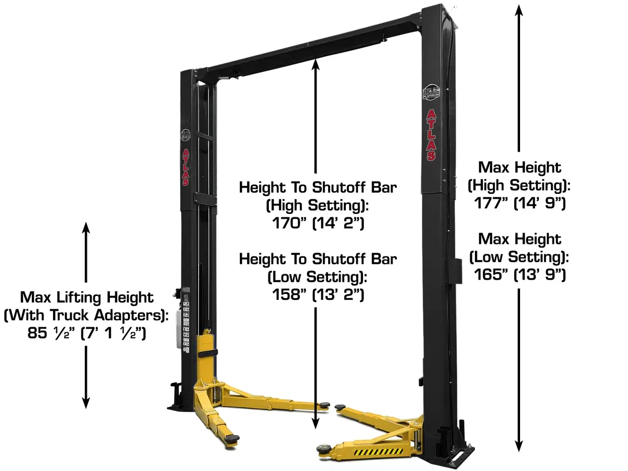 ATLAS Platinum PVL-12 Black ALI Certified 12,000 Lbs. Capacity 2 Post Lift