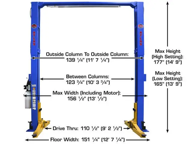 ATLAS Platinum PVL-12 Blue ALI Certified 12,000 Lbs. Capacity 2 Post Lift
