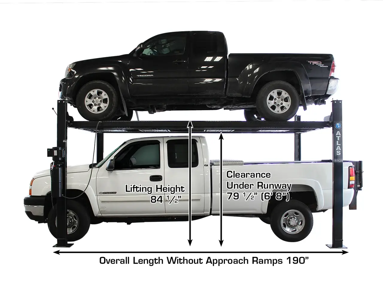 ATLAS Apex 8 Extra Long & Extra Tall Hobbyist Four Post Lift – ALI Certified