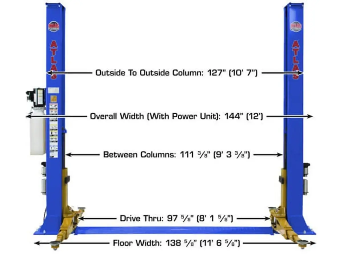 ATLAS Platinum PVL-9BP ALI Certified Baseplate 9,000 lbs. Capacity 2 Post Above Ground Car Lift