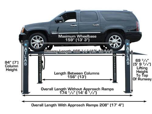 ATLAS 408-SL Premium 8,000 Lbs. Capacity Portable Hobbyist 4 Post Lift