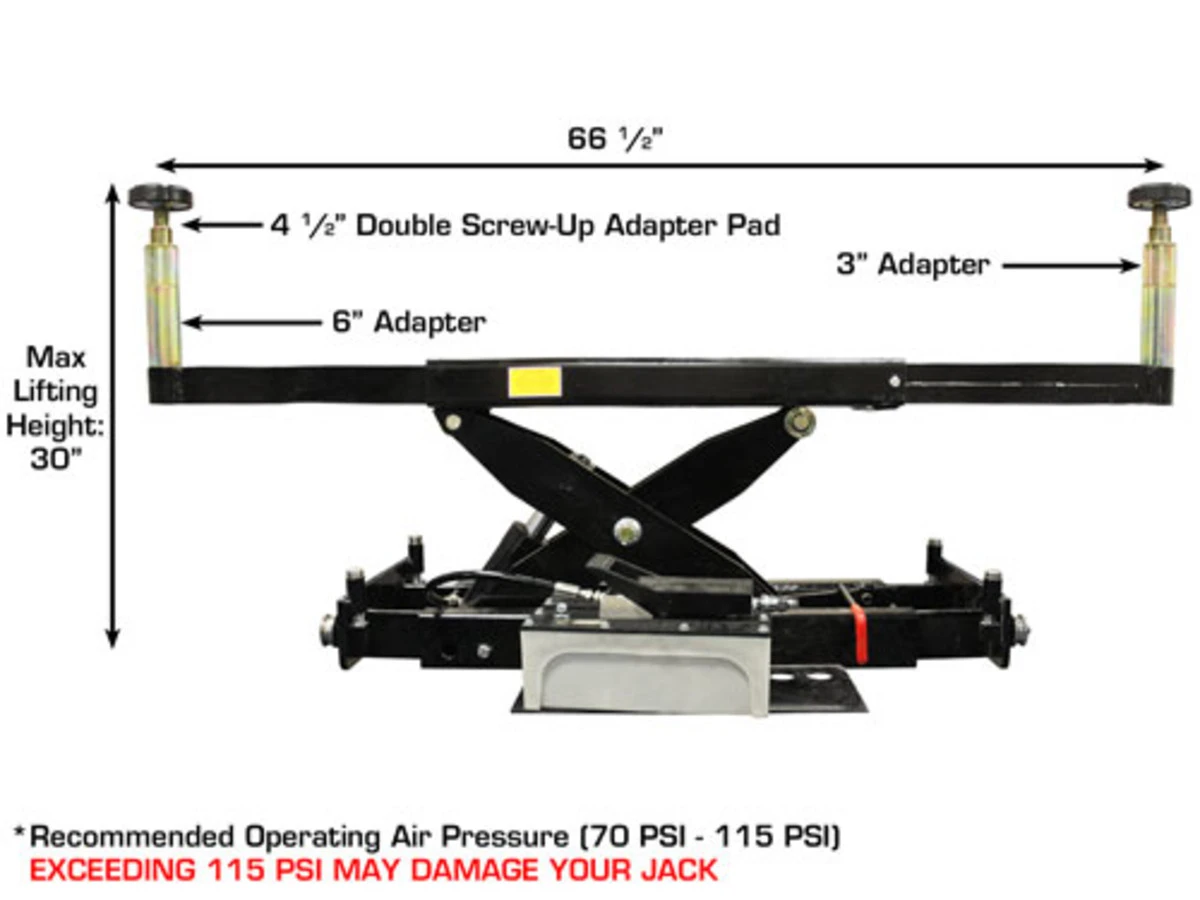 ATLAS RJ-8000 Air/Hydraulic Center Rolling Jack 8,000 Lbs. Capacity with Truck Adapters