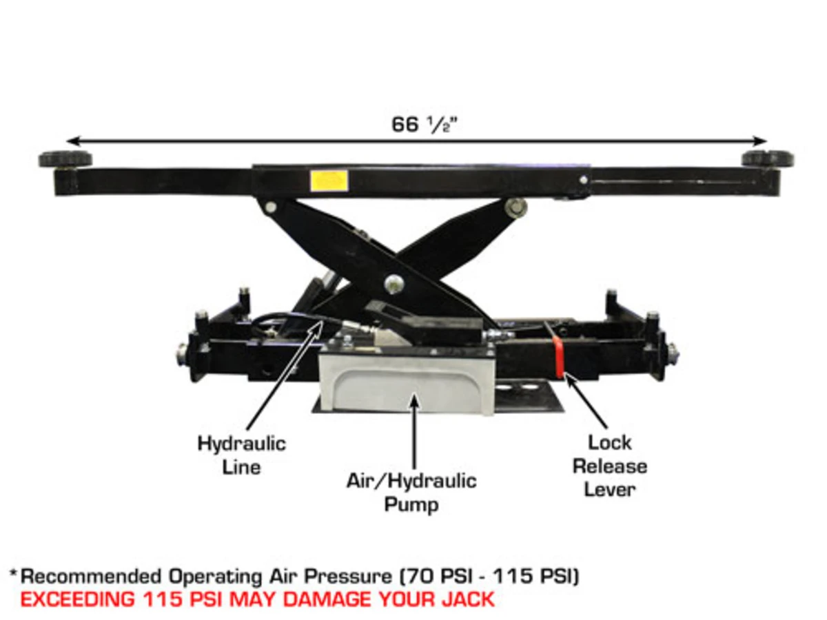 ATLAS RJ-8000 Air/Hydraulic Center Rolling Jack 8,000 Lbs. Capacity with Truck Adapters