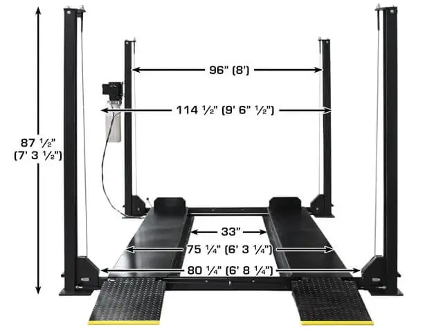 Pont élévateur à quatre poteaux Apex 8 Hobbyist – Certifié ALI
