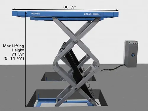 ATLAS FM9SL Flush Mount In-Ground Commercial Grade 9,000 Lbs. Capacity Scissor Lift