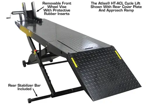ATLAS HT-ACL Cycle Lift 1,000 Capacity with Drop In Rear Wheel Roller Plate