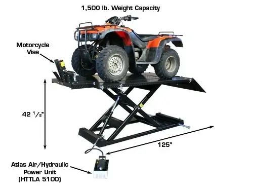 Pont élévateur ATLAS HI-RISE 1500 pour motos et VTT (capacité de 1 500 livres)