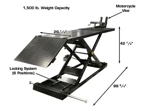 Pont élévateur ATLAS HI-RISE 1500 pour motos et VTT (capacité de 1 500 livres)