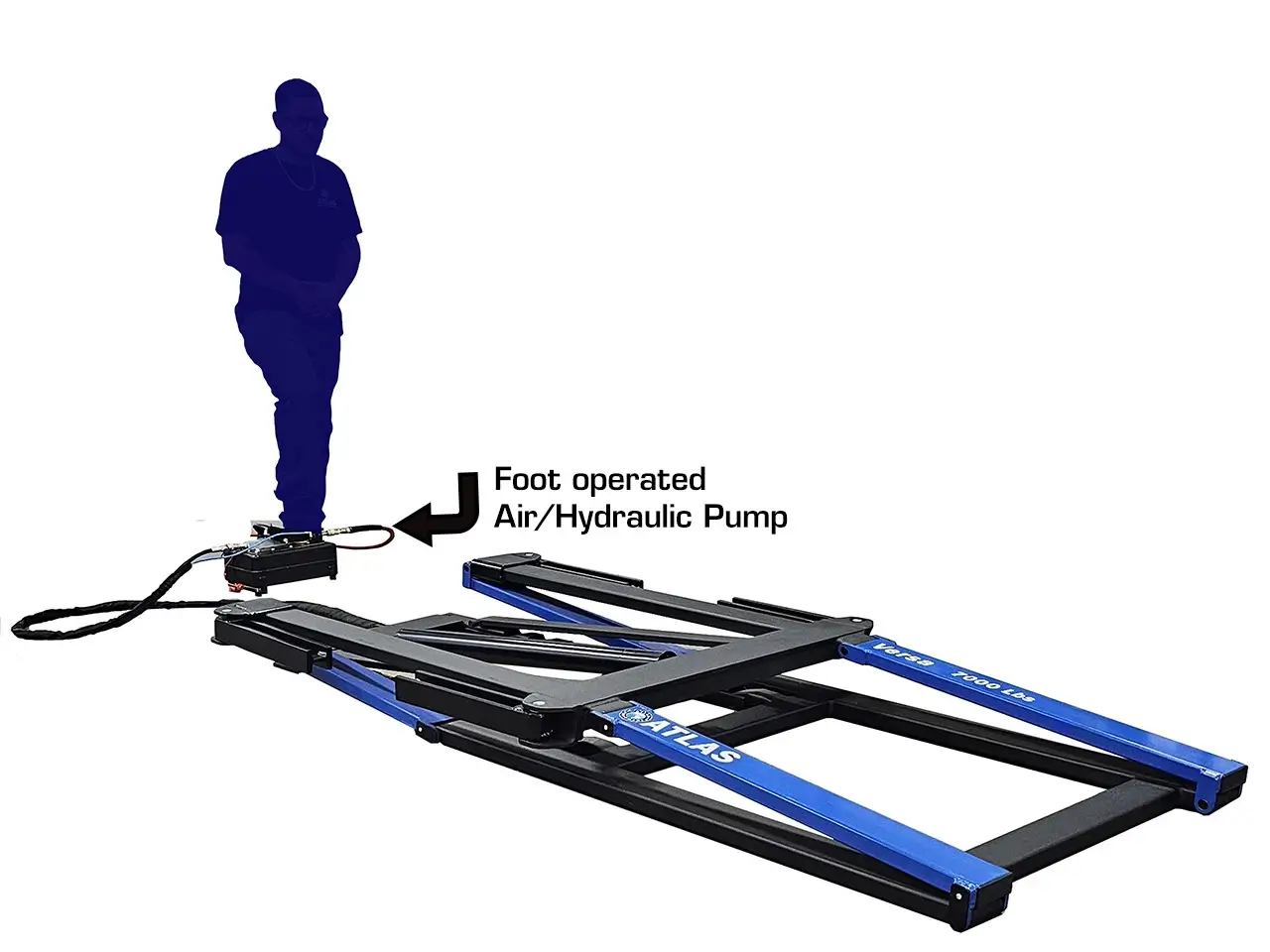 ATLAS VERSA EXTENDED MID RISE LIFT WITH PNEUMATIC PUMP