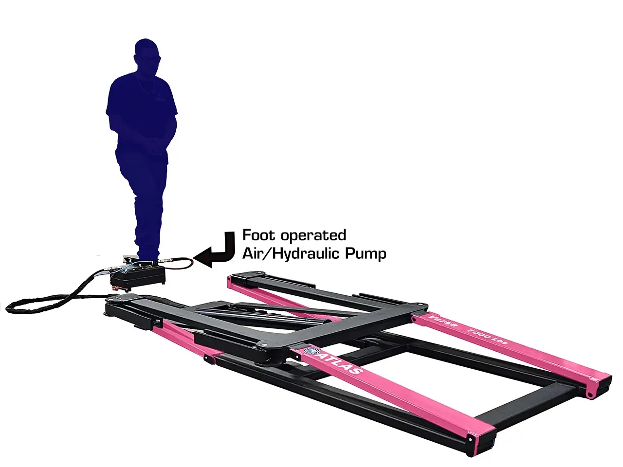 ATLAS VERSA EXTENDED MID RISE LIFT WITH PNEUMATIC PUMP
