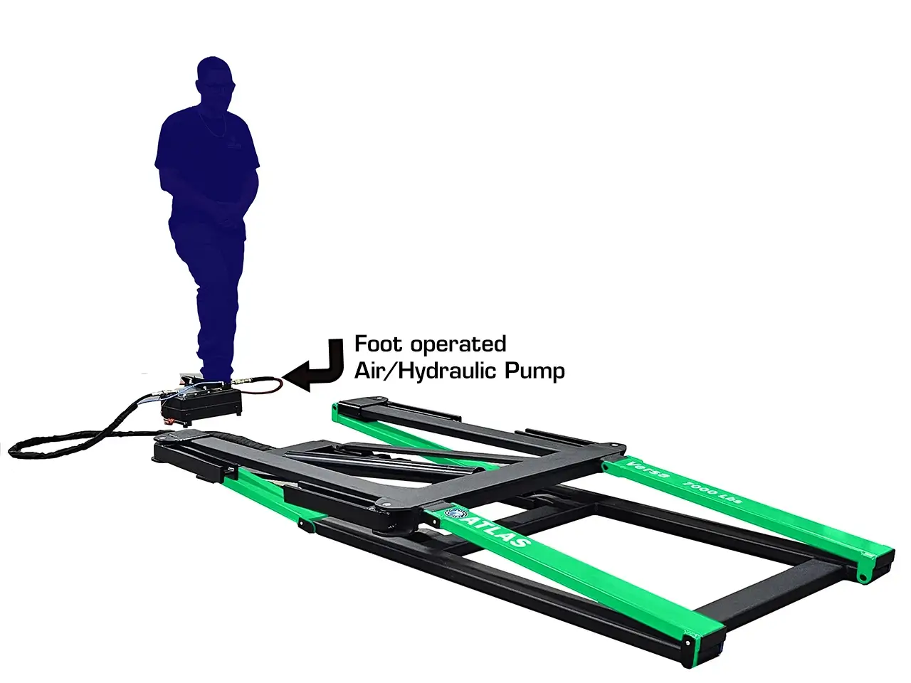 ATLAS VERSA EXTENDED MID RISE LIFT WITH PNEUMATIC PUMP
