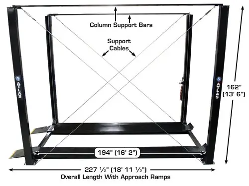 ATLAS ST-7000 SUPER TALL 4 Post Lift 7,000lbs Capacity