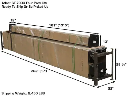 ATLAS ST-7000 SUPER TALL 4 Post Lift 7,000lbs Capacity
