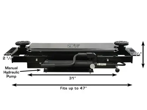 ATLAS RJ-35 Cric central hydraulique coulissant 3500 Lbs. et adaptateurs pour camions